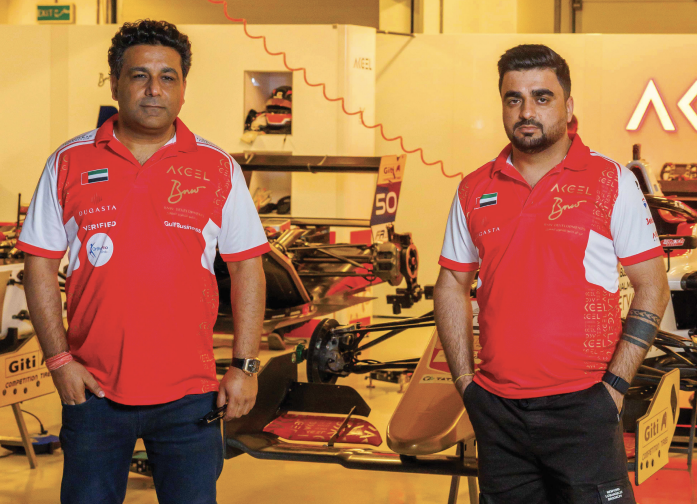 Amit Kaushal, group chairman of AKCEL GP, together with Team Principal Rohit Koul.